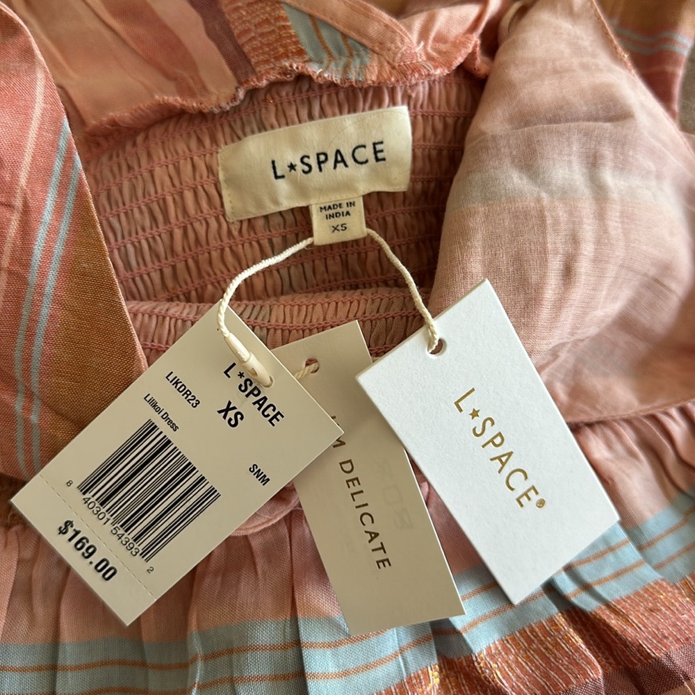 L SPACE STUNNING Cotton/Viscose Blend Maxi Dress w Smocking at Rib Cage XS BNWT - Picture 8 of 10